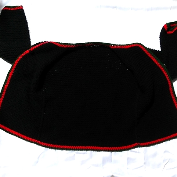 VINTAGE Crocheted Christmas Holiday Cardigan w Rose Buttons - O-O-A-K Hand-Made - Picture 15 of 16